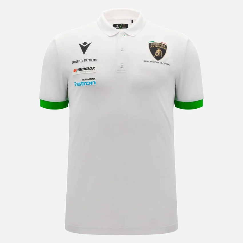 Automobili Lamborghini Squadra Corse Erkek Beyaz Polo Yaka Tişört Automobili Lamborghini Squadra Corse Erkek Beyaz Polo Yaka Tişört