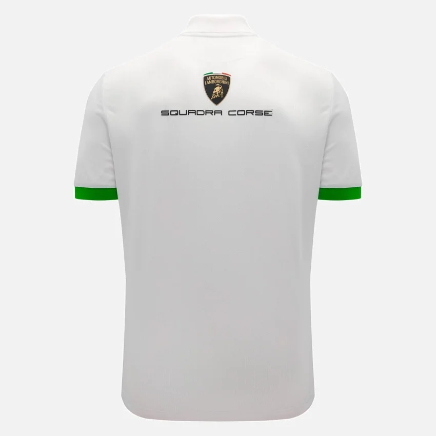 Automobili Lamborghini Squadra Corse Erkek Beyaz Polo Yaka Tişört Automobili Lamborghini Squadra Corse Erkek Beyaz Polo Yaka Tişört