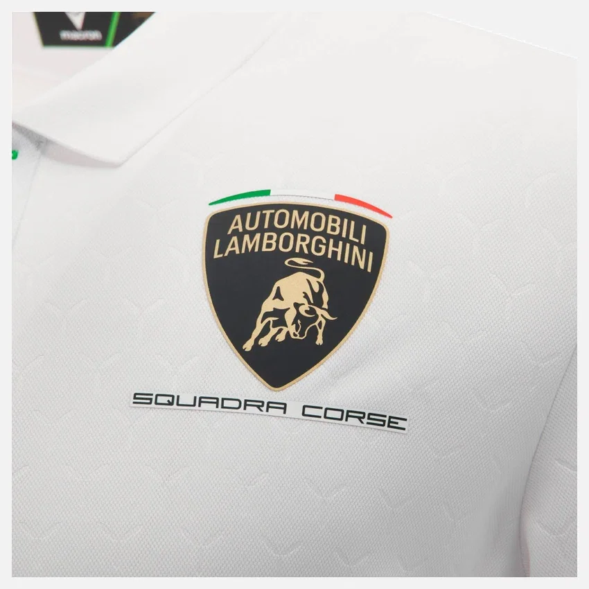 Automobili Lamborghini Squadra Corse Erkek Beyaz Polo Yaka Tişört Automobili Lamborghini Squadra Corse Erkek Beyaz Polo Yaka Tişört