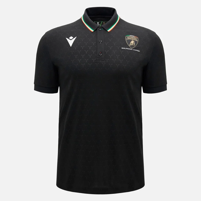 Automobili Lamborghini Squadra Corse Erkek Siyah Polo Gömlek Automobili Lamborghini Squadra Corse Erkek Siyah Polo Gömlek