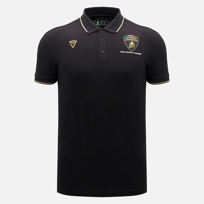 Automobili Lamborghini Squadra Corse Erkek Siyah Polo Gömlek Automobili Lamborghini Squadra Corse Erkek Siyah Polo Gömlek