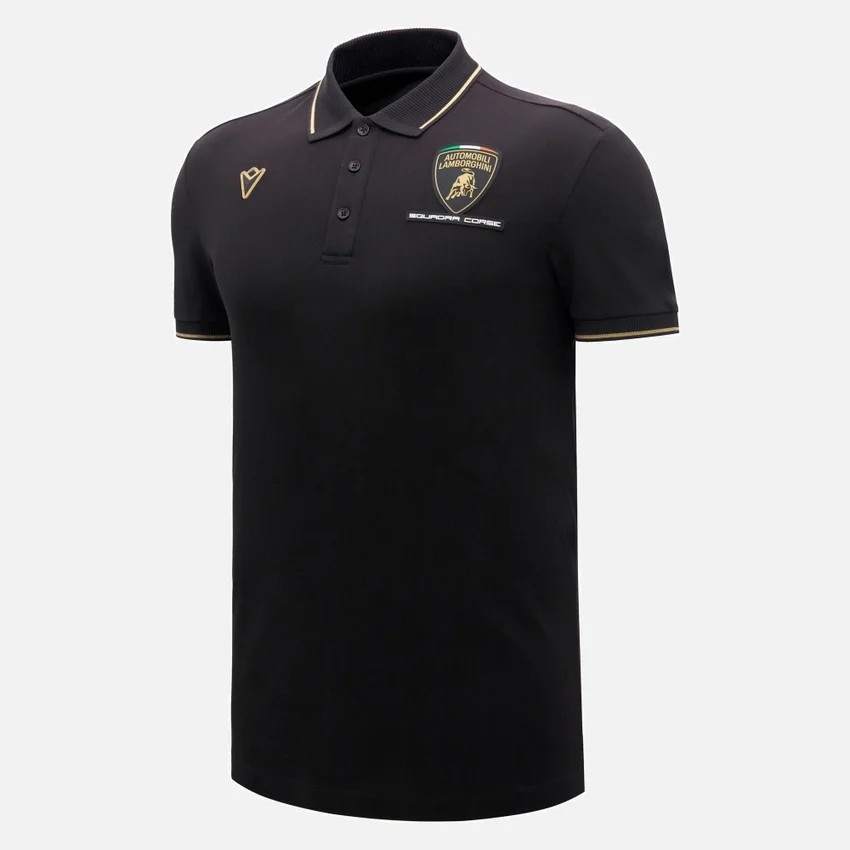 Automobili Lamborghini Squadra Corse Erkek Siyah Polo Gömlek Automobili Lamborghini Squadra Corse Erkek Siyah Polo Gömlek