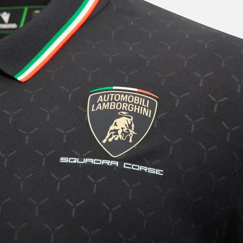 Automobili Lamborghini Squadra Corse Erkek Siyah Polo Gömlek Automobili Lamborghini Squadra Corse Erkek Siyah Polo Gömlek