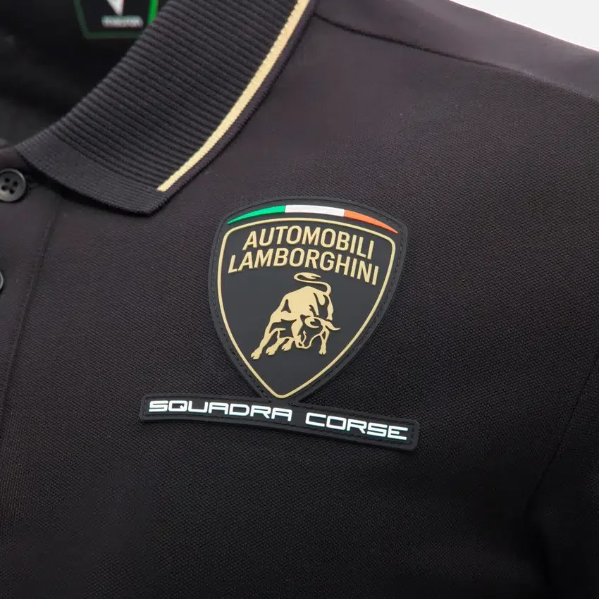 Automobili Lamborghini Squadra Corse Erkek Siyah Polo Gömlek Automobili Lamborghini Squadra Corse Erkek Siyah Polo Gömlek