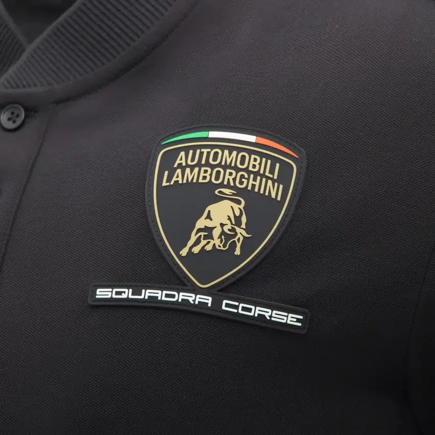 Automobili Lamborghini Squadra Corse Erkek Siyah Polo Gömlek Automobili Lamborghini Squadra Corse Erkek Siyah Polo Gömlek