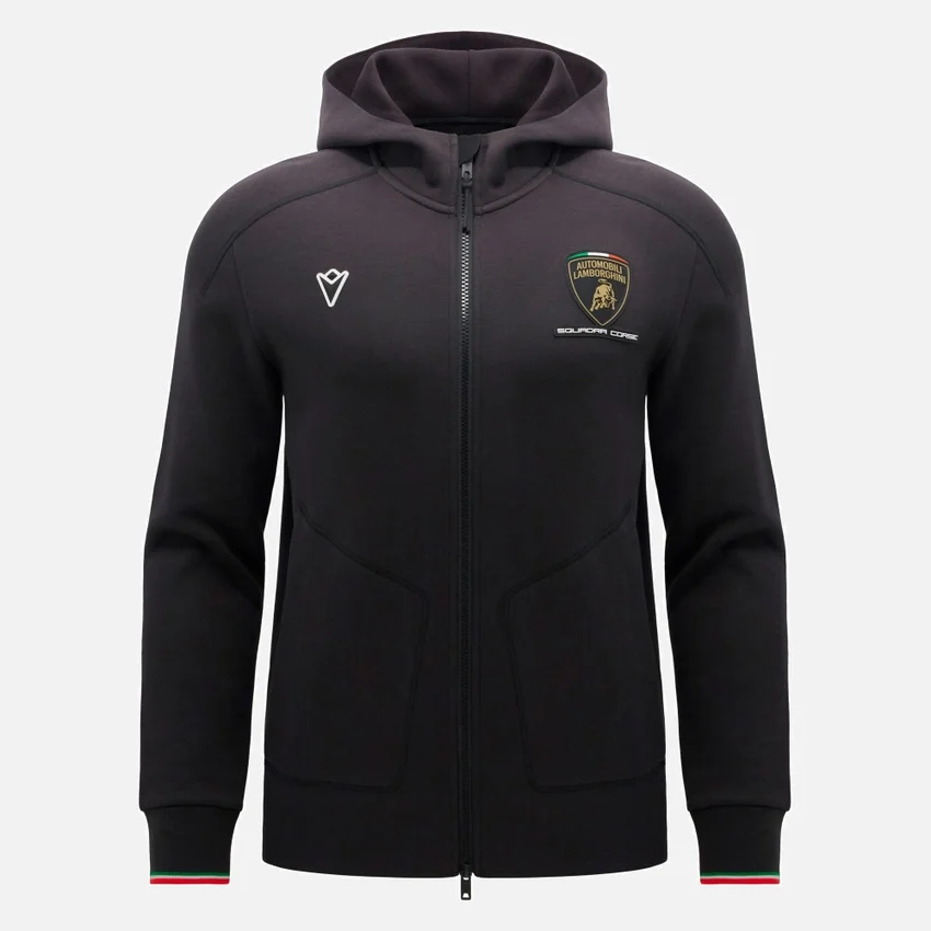 Automobili Lamborghini Squadra Corse Erkek Siyah Üç Renkli Tam Fermuarlı Sweatshirt Automobili Lamborghini Squadra Corse Erkek Siyah Üç Renkli Tam Fermuarlı Sweatshirt