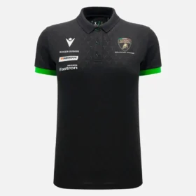 Automobili Lamborghini Squadra Corse Kadın Siyah Polo Yaka Tişört