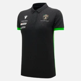 Automobili Lamborghini Squadra Corse Kadın Siyah Polo Yaka Tişört