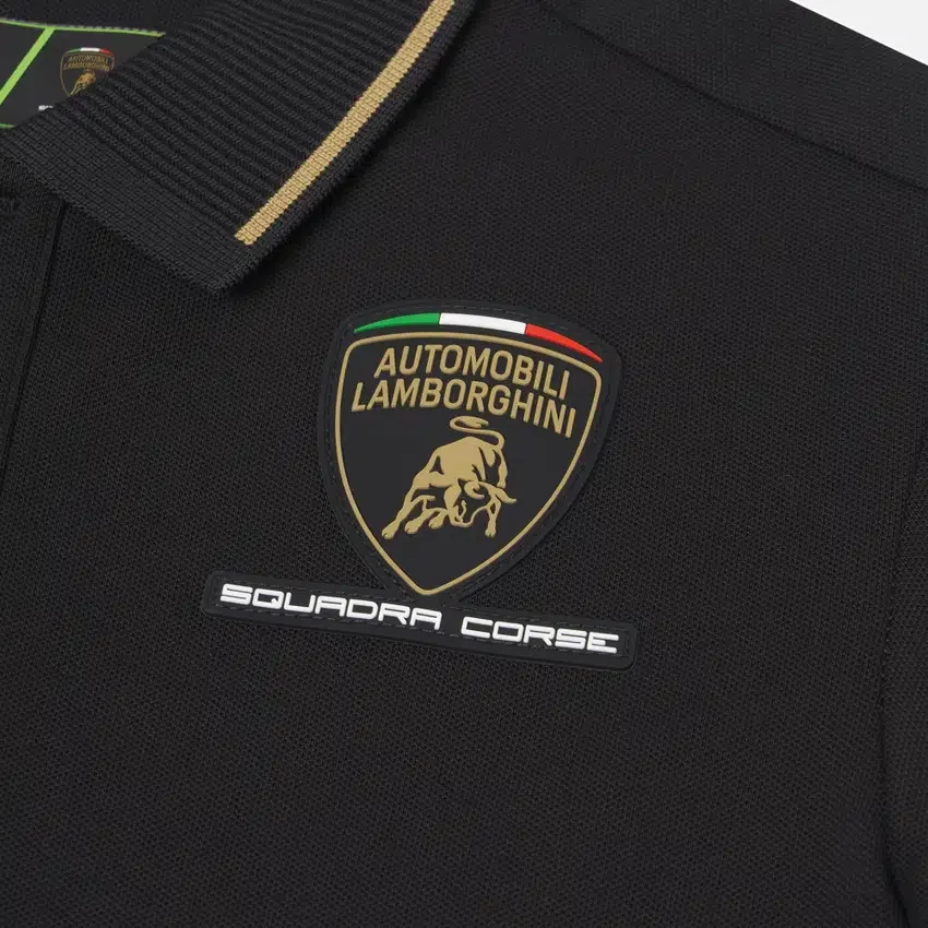 Automobili Lamborghini Squadra Corse Çocuk Siyah Polo Yaka Tişört Automobili Lamborghini Squadra Corse Çocuk Siyah Polo Yaka Tişört