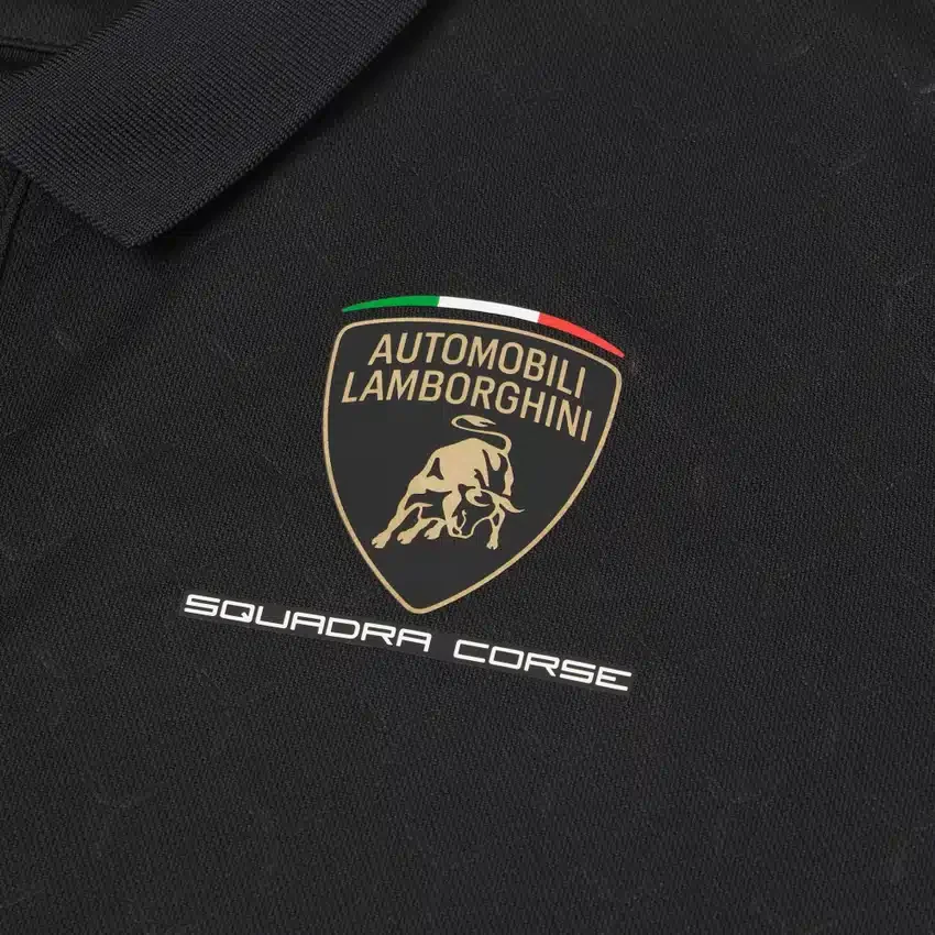 Automobili Lamborghini Squadra Corse Çocuk Siyah Polo Yaka Tişört Automobili Lamborghini Squadra Corse Çocuk Siyah Polo Yaka Tişört