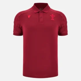 Welsh Rugby 2025/26 Koyu Kırmızı Seyahat Polo Yaka Tişörtleri